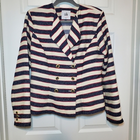 Cabi Cruise Tweed Blazer #5094 Nautical Striped Jacket Womens size 6 - Picture 2 of 12